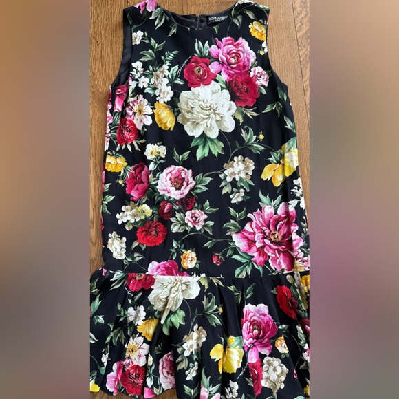 Dolce & Gabbana Dresses & Skirts - Dolce & Gabbana Black Dress with Pink and Red Floral Print